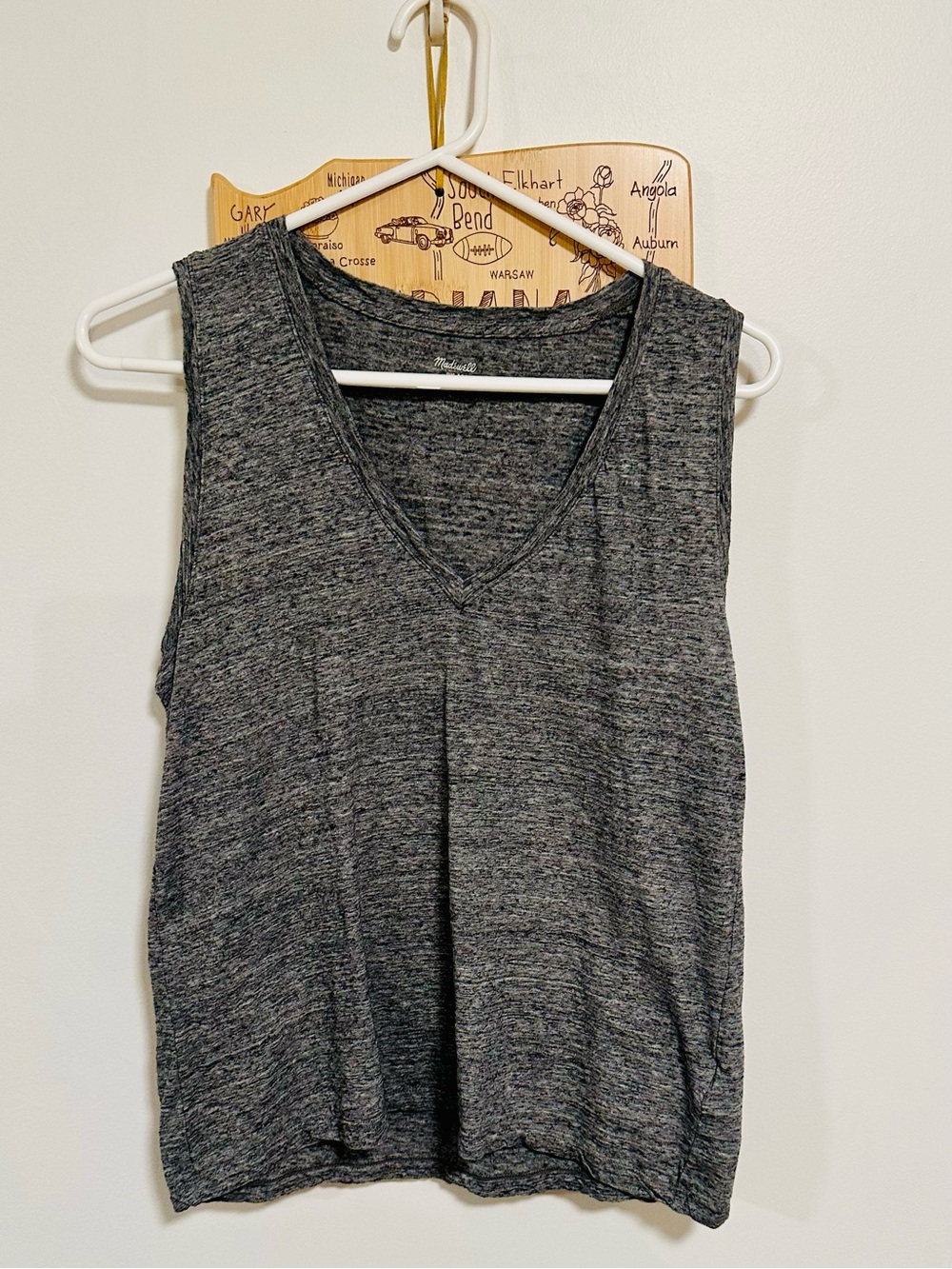 Madewell Women's Heather Charcoal V-Neck Tank Top